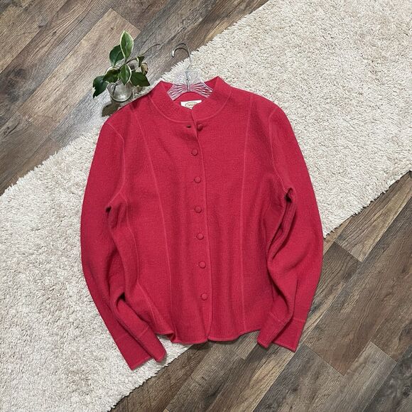 Talbots Size Large Pink 100% Wool Button Down Coat - Picture 2 of 6